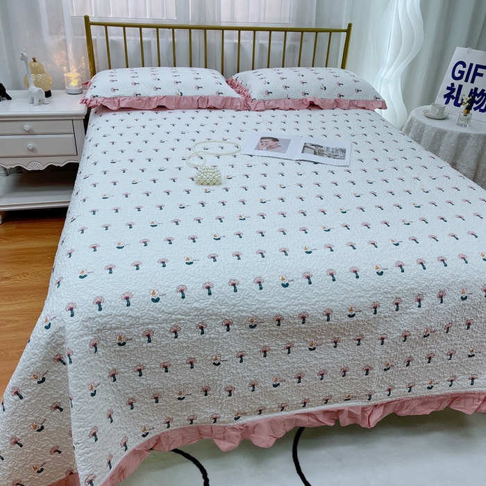 91家纺网 家纺一手货源 找家纺 暖居 2024新款夏季凉感云小棉森氧棉50棉50天丝床盖三件套 纷纷乐园