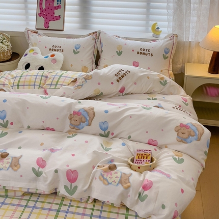 91家纺网 家纺一手货源 找家纺 （总）乐童 2024新款直播爆款13070纯棉印花吊边款一字绣四件套-第七波