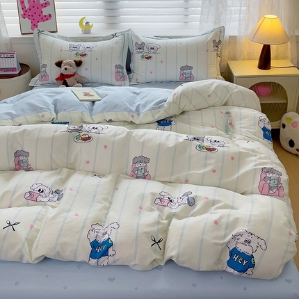 91家纺网 家纺一手货源 找家纺 （总）乐童 2024新款直播爆款13070纯棉印花吊边款一字绣四件套-第七波