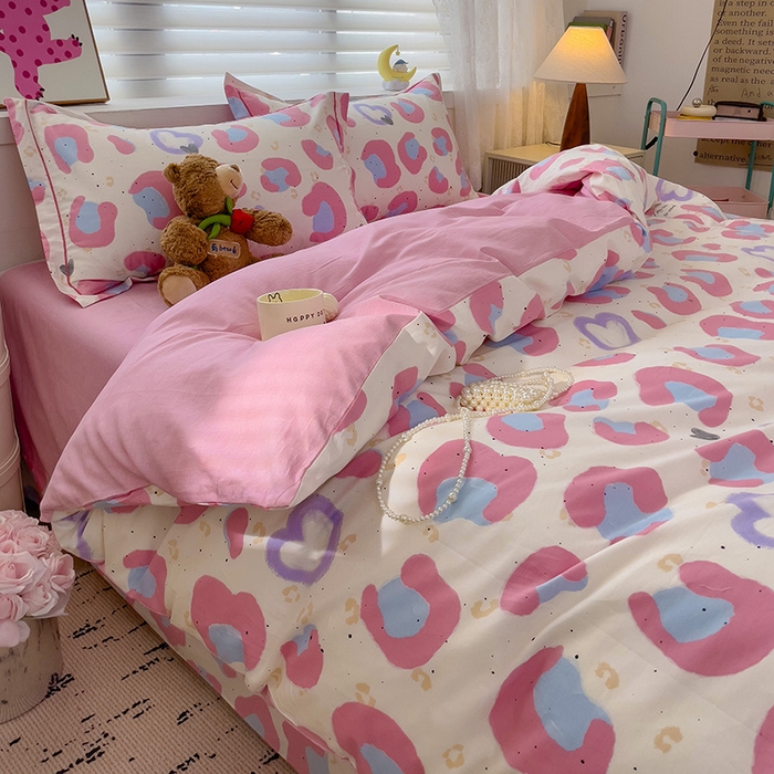 91家纺网 家纺一手货源 找家纺 乐童 2024新款直播爆款13070纯棉印花吊边款一字绣四件套-第七波 漫语红