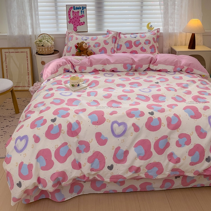 91家纺网 家纺一手货源 找家纺 乐童 2024新款直播爆款13070纯棉印花吊边款一字绣四件套-第七波 漫语红