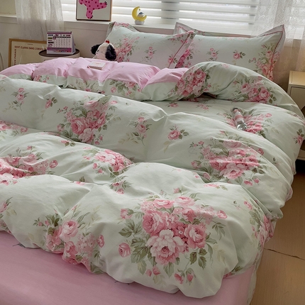 91家纺网 家纺一手货源 找家纺 （总）乐童 2024新款直播爆款13070纯棉印花吊边款一字绣四件套-第七波