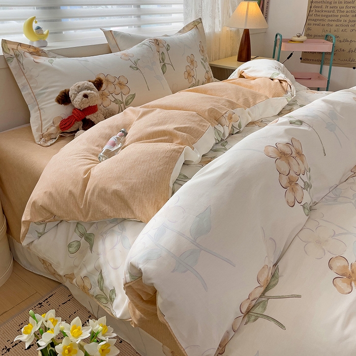 91家纺网 家纺一手货源 找家纺 乐童 2024新款直播爆款13070纯棉印花吊边款一字绣四件套-第七波 百香茶樱