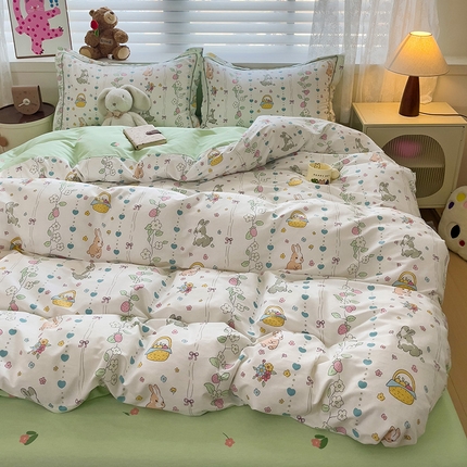 91家纺网 家纺一手货源 找家纺 （总）乐童 2024新款直播爆款13070纯棉印花吊边款一字绣四件套-第七波