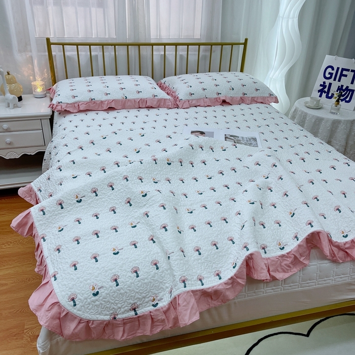 91家纺网 家纺一手货源 找家纺 暖居 2024新款夏季凉感云小棉森氧棉50棉50天丝床盖三件套 纷纷乐园