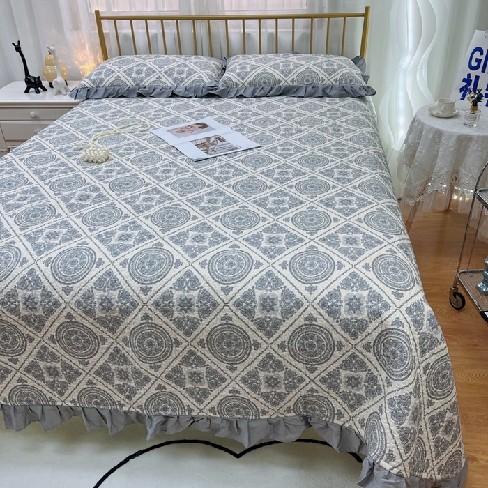 91家纺网 家纺一手货源 找家纺 暖居 2024新款夏季凉感云小棉森氧棉50棉50天丝床盖三件套 伦廓