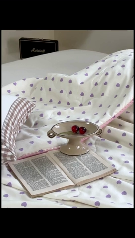 91家纺网 家纺一手货源 找家纺 洋铭区 2024新款贝壳边全棉印花夏被 紫色小心心