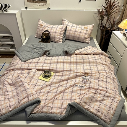 91家纺网 家纺一手货源 找家纺 （总）眠帛家居 2024新款水洗棉色织提花刺绣夏被四件套-安迪系列