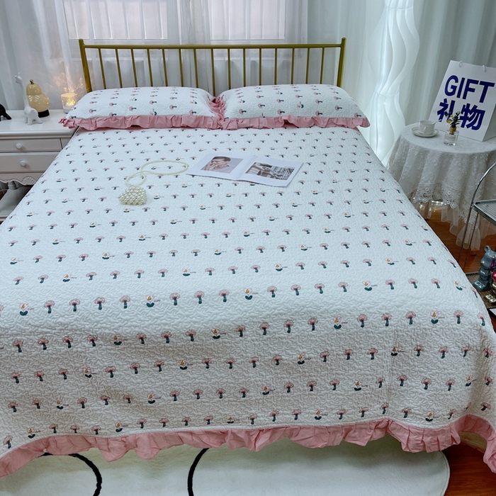 91家纺网 家纺一手货源 找家纺 暖居 2024新款夏季凉感云小棉森氧棉50棉50天丝床盖三件套 纷纷乐园