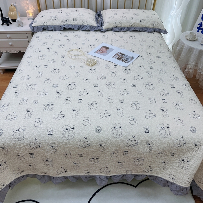 91家纺网 家纺一手货源 找家纺 暖居 2024新款夏季凉感云小棉森氧棉50棉50天丝床盖三件套 太空熊