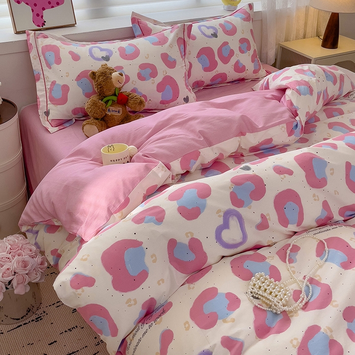 91家纺网 家纺一手货源 找家纺 乐童 2024新款直播爆款13070纯棉印花吊边款一字绣四件套-第七波 漫语红