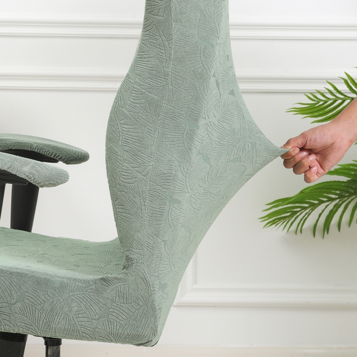 91家纺网 家纺一手货源 找家纺 千彤沙发垫 2024新款小树叶电竞椅子套 小树叶-豆绿