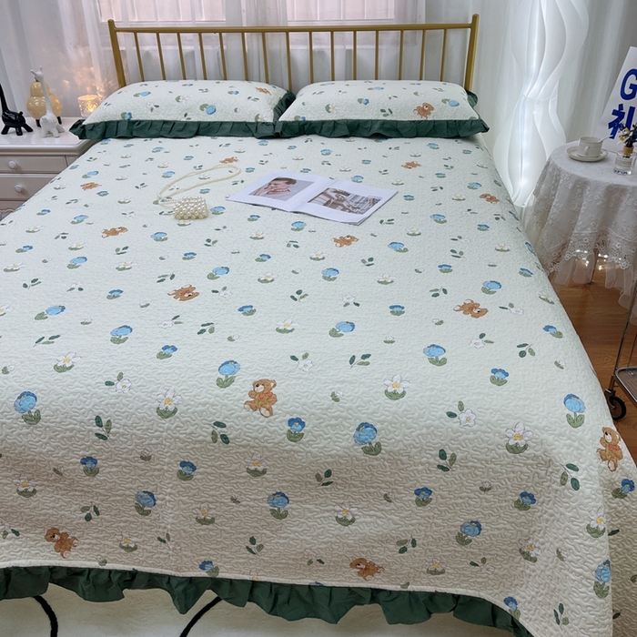 91家纺网 家纺一手货源 找家纺 暖居 2024新款夏季凉感云小棉森氧棉50棉50天丝床盖三件套 丛林小熊