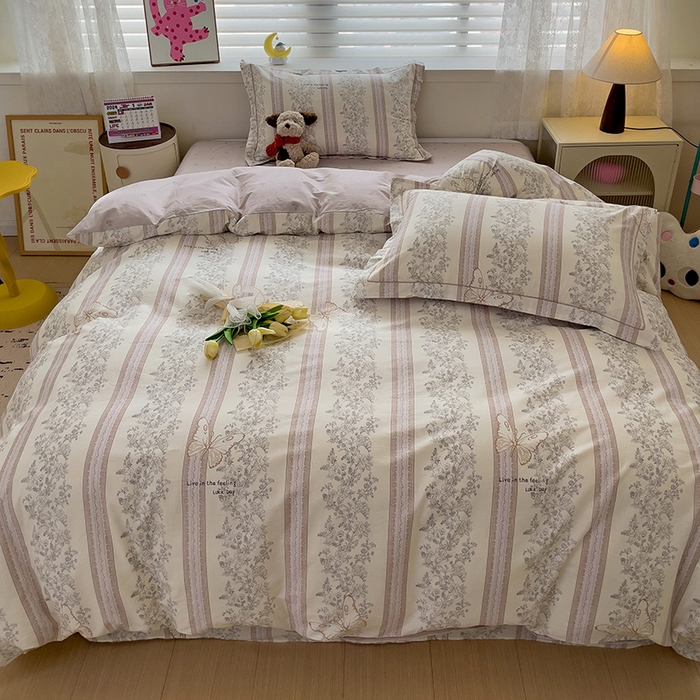 91家纺网 家纺一手货源 找家纺 乐童 2024新款直播爆款13070纯棉印花吊边款一字绣四件套-第七波 赫本风