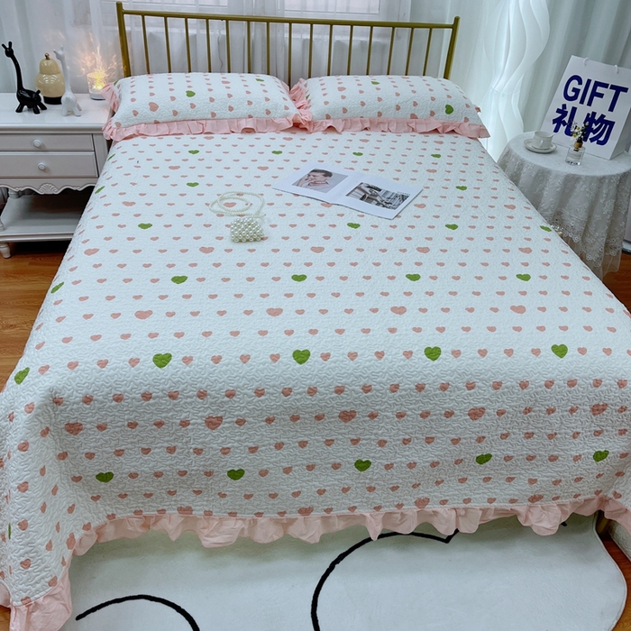 91家纺网 家纺一手货源 找家纺 暖居 2024新款夏季凉感云小棉森氧棉50棉50天丝床盖三件套 肉肉粉