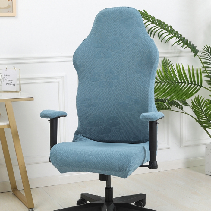 91家纺网 家纺一手货源 找家纺 千彤沙发垫 2024新款三叶草电竞椅子套 三叶草-水蓝