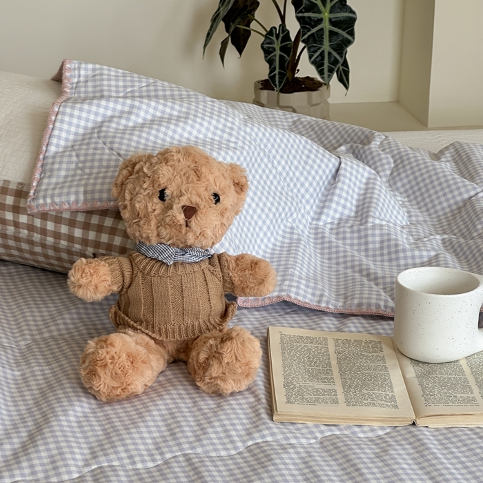 91家纺网 家纺一手货源 找家纺 洋铭区 2024新款贝壳边全棉印花夏被 蓝小格