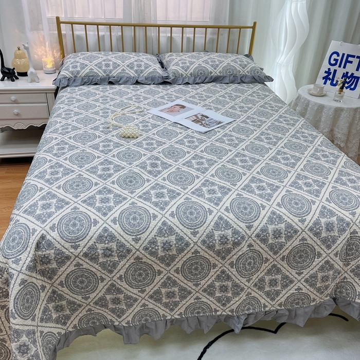 91家纺网 家纺一手货源 找家纺 暖居 2024新款夏季凉感云小棉森氧棉50棉50天丝床盖三件套 伦廓