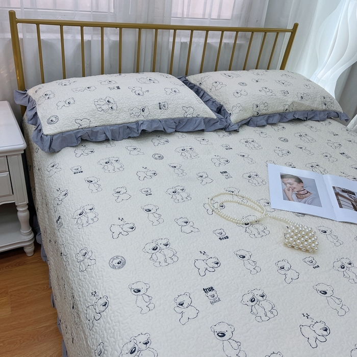 91家纺网 家纺一手货源 找家纺 暖居 2024新款夏季凉感云小棉森氧棉50棉50天丝床盖三件套 太空熊