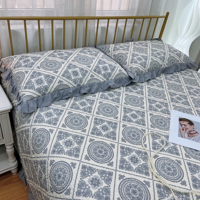 91家纺网 家纺一手货源 找家纺 暖居 2024新款夏季凉感云小棉森氧棉50棉50天丝床盖三件套 伦廓