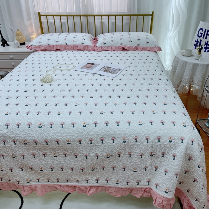 91家纺网 家纺一手货源 找家纺 暖居 2024新款夏季凉感云小棉森氧棉50棉50天丝床盖三件套 纷纷乐园