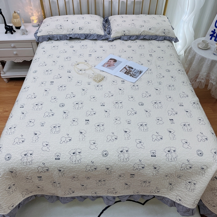 91家纺网 家纺一手货源 找家纺 暖居 2024新款夏季凉感云小棉森氧棉50棉50天丝床盖三件套 太空熊