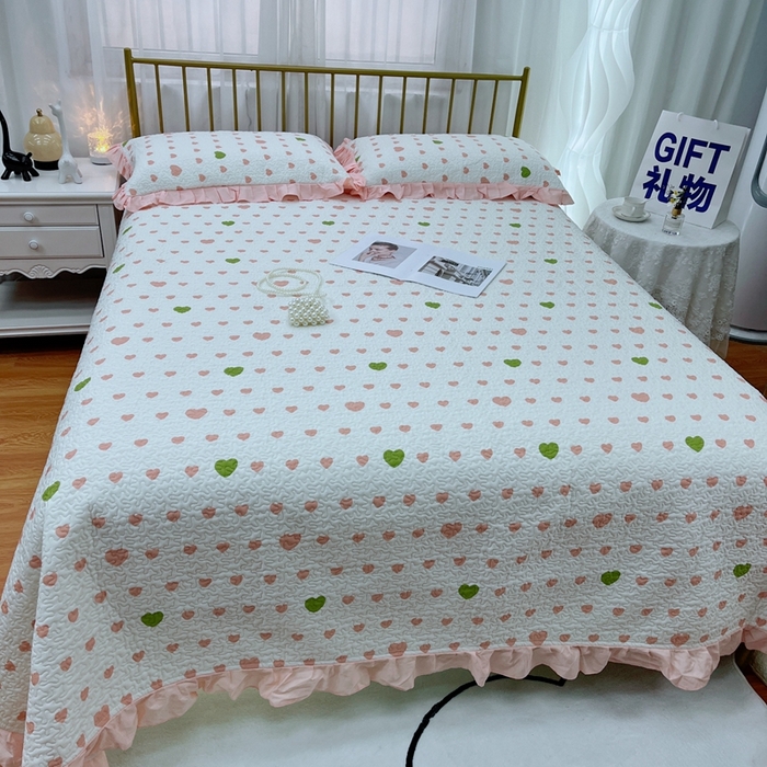 91家纺网 家纺一手货源 找家纺 暖居 2024新款夏季凉感云小棉森氧棉50棉50天丝床盖三件套 肉肉粉