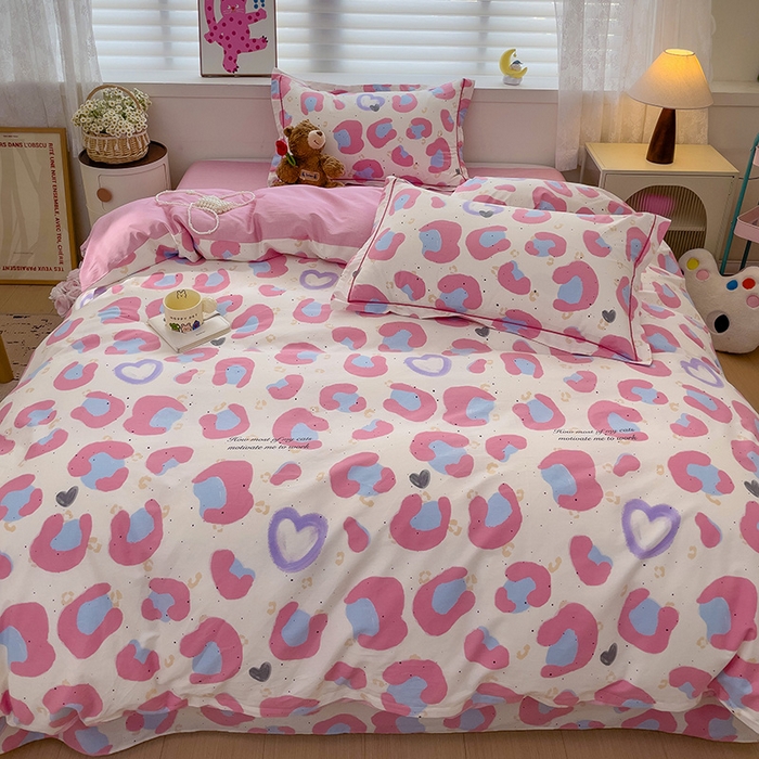 91家纺网 家纺一手货源 找家纺 乐童 2024新款直播爆款13070纯棉印花吊边款一字绣四件套-第七波 漫语红