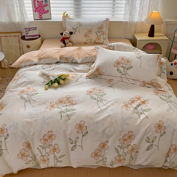 91家纺网 家纺一手货源 找家纺 乐童 2024新款直播爆款13070纯棉印花吊边款一字绣四件套-第七波 百香茶樱