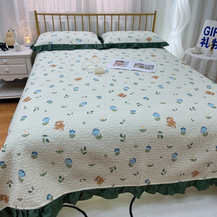 91家纺网 家纺一手货源 找家纺 暖居 2024新款夏季凉感云小棉森氧棉50棉50天丝床盖三件套 丛林小熊