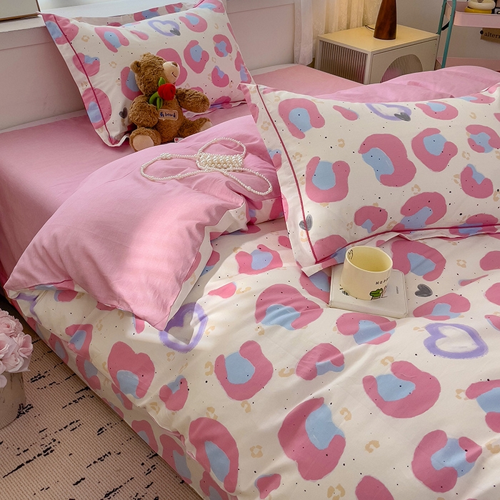 91家纺网 家纺一手货源 找家纺 乐童 2024新款直播爆款13070纯棉印花吊边款一字绣四件套-第七波 漫语红