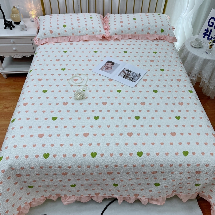 91家纺网 家纺一手货源 找家纺 暖居 2024新款夏季凉感云小棉森氧棉50棉50天丝床盖三件套 肉肉粉