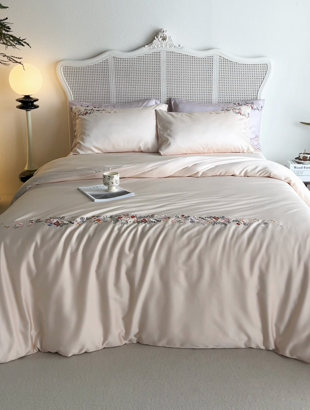 91家纺网 家纺一手货源 找家纺 云胡 2024新款进口莱赛尔纤维棉四件套-四月 泡芙粉