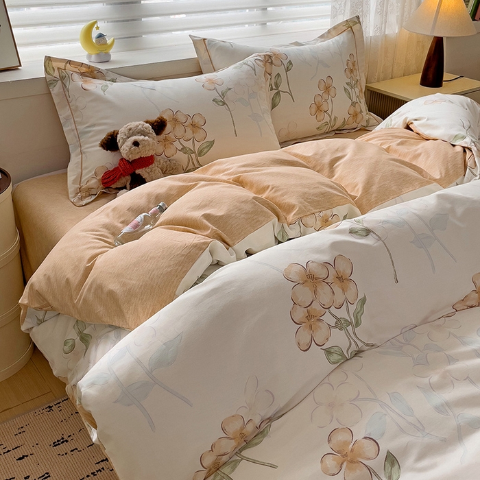 91家纺网 家纺一手货源 找家纺 乐童 2024新款直播爆款13070纯棉印花吊边款一字绣四件套-第七波 百香茶樱