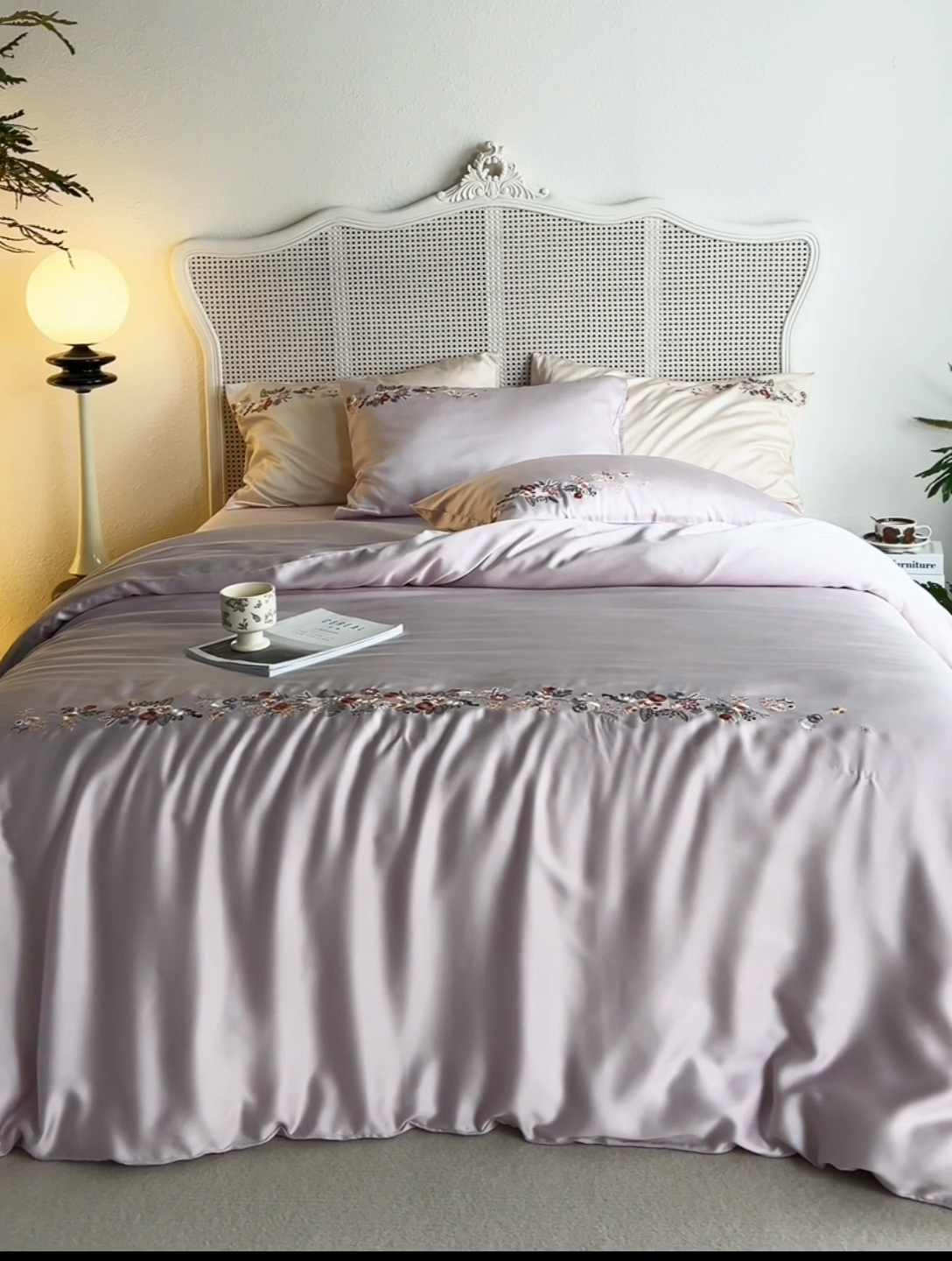 91家纺网 家纺一手货源 找家纺 云胡 2024新款进口莱赛尔纤维棉四件套-四月 安琪紫