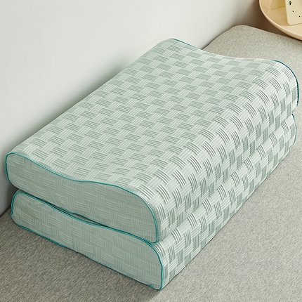 91家纺网 家纺一手货源 找家纺 乐可 2024新款华夫格乳胶枕头枕芯 绿