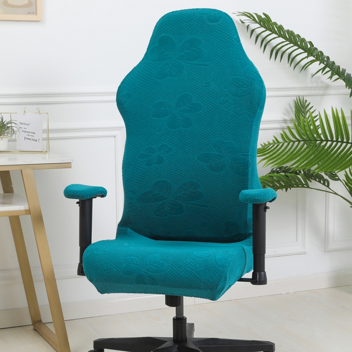 91家纺网 家纺一手货源 找家纺 千彤沙发垫 2024新款三叶草电竞椅子套 三叶草-孔雀蓝