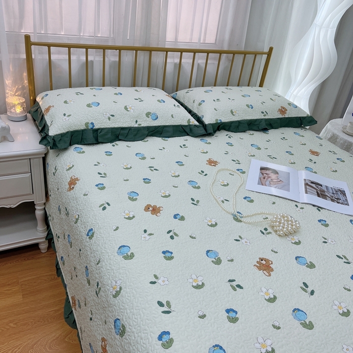 91家纺网 家纺一手货源 找家纺 暖居 2024新款夏季凉感云小棉森氧棉50棉50天丝床盖三件套 丛林小熊