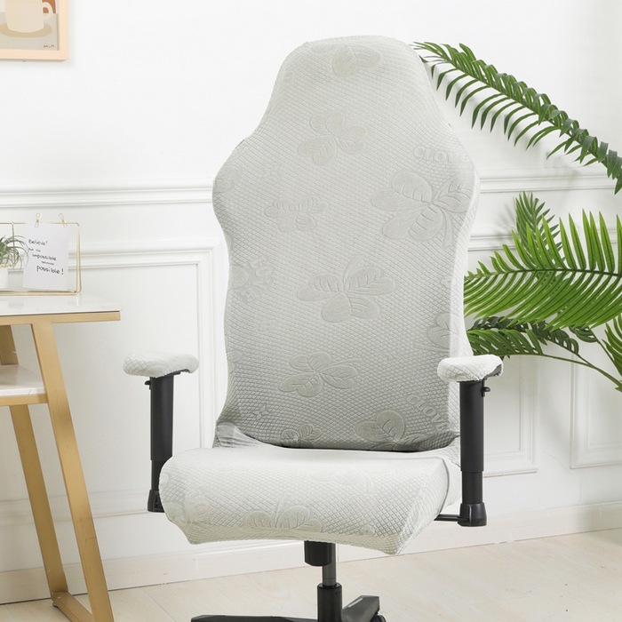 91家纺网 家纺一手货源 找家纺 千彤沙发垫 2024新款三叶草电竞椅子套 三叶草-银灰