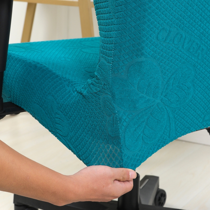 91家纺网 家纺一手货源 找家纺 千彤沙发垫 2024新款三叶草电竞椅子套 三叶草-孔雀蓝