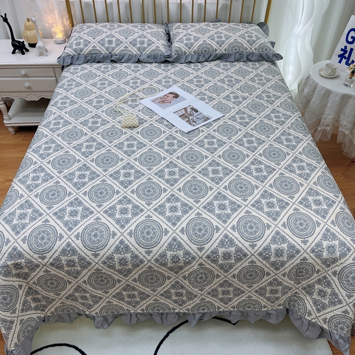 91家纺网 家纺一手货源 找家纺 暖居 2024新款夏季凉感云小棉森氧棉50棉50天丝床盖三件套 伦廓