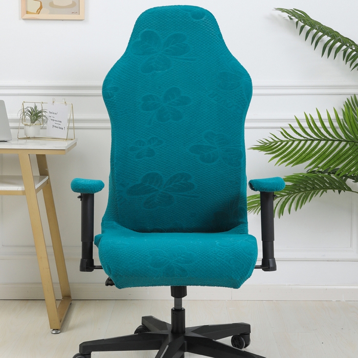 91家纺网 家纺一手货源 找家纺 千彤沙发垫 2024新款三叶草电竞椅子套 三叶草-孔雀蓝