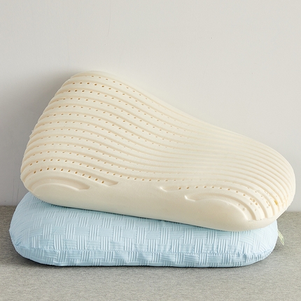 91家纺网 家纺一手货源 找家纺 乐可 2024新款华夫格乳胶蛋糕枕头枕芯 蓝色