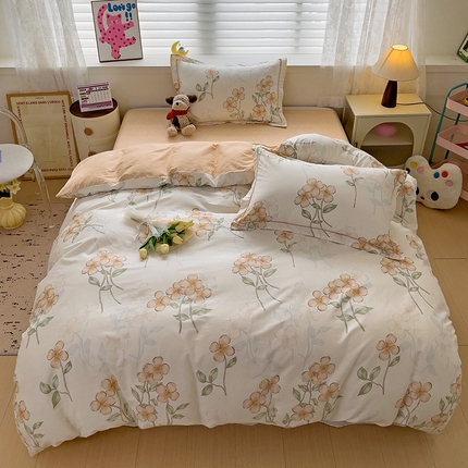 91家纺网 家纺一手货源 找家纺 乐童 2024新款直播爆款13070纯棉印花吊边款一字绣四件套-第七波 百香茶樱