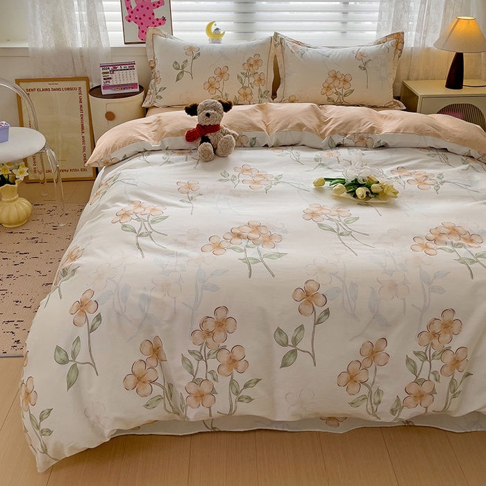 91家纺网 家纺一手货源 找家纺 乐童 2024新款直播爆款13070纯棉印花吊边款一字绣四件套-第七波 百香茶樱