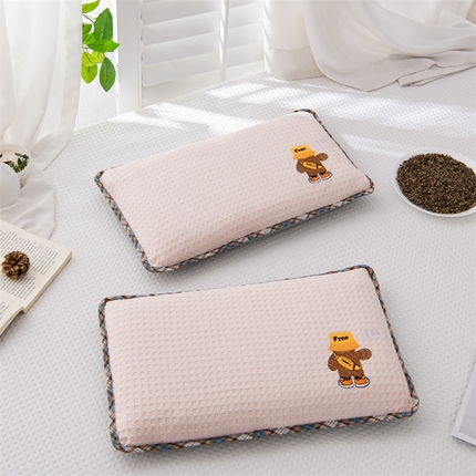 91家纺网 家纺一手货源 找家纺 （总）仁宇枕业 2024新款荞麦枕可拆洗婴幼儿童学生枕头全棉华夫格刺绣枕套+枕芯