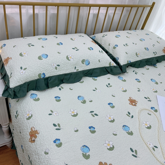 91家纺网 家纺一手货源 找家纺 暖居 2024新款夏季凉感云小棉森氧棉50棉50天丝床盖三件套 丛林小熊