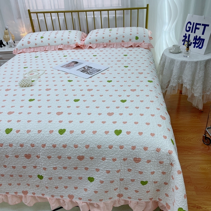 91家纺网 家纺一手货源 找家纺 暖居 2024新款夏季凉感云小棉森氧棉50棉50天丝床盖三件套 肉肉粉