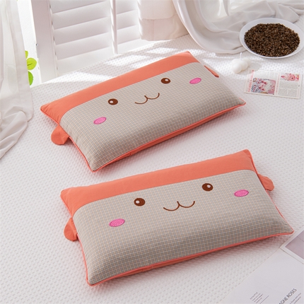 91家纺网 家纺一手货源 找家纺 （总）仁宇枕业 2024新款婴幼儿童荞麦枕芯+枕套全棉水洗棉笑脸卡通兔系列亲子学生枕头