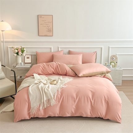 多品家纺 2024新款日式无印风纯色双拼全棉单被套 浅羽